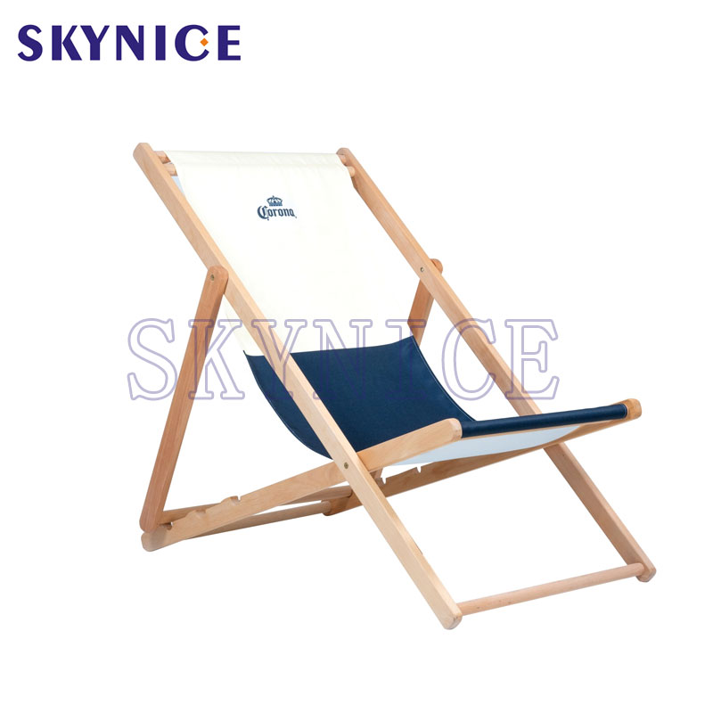 Benutzerdefinierte Logo Outdoor Faltbare Holzablage Beach Deck Chair